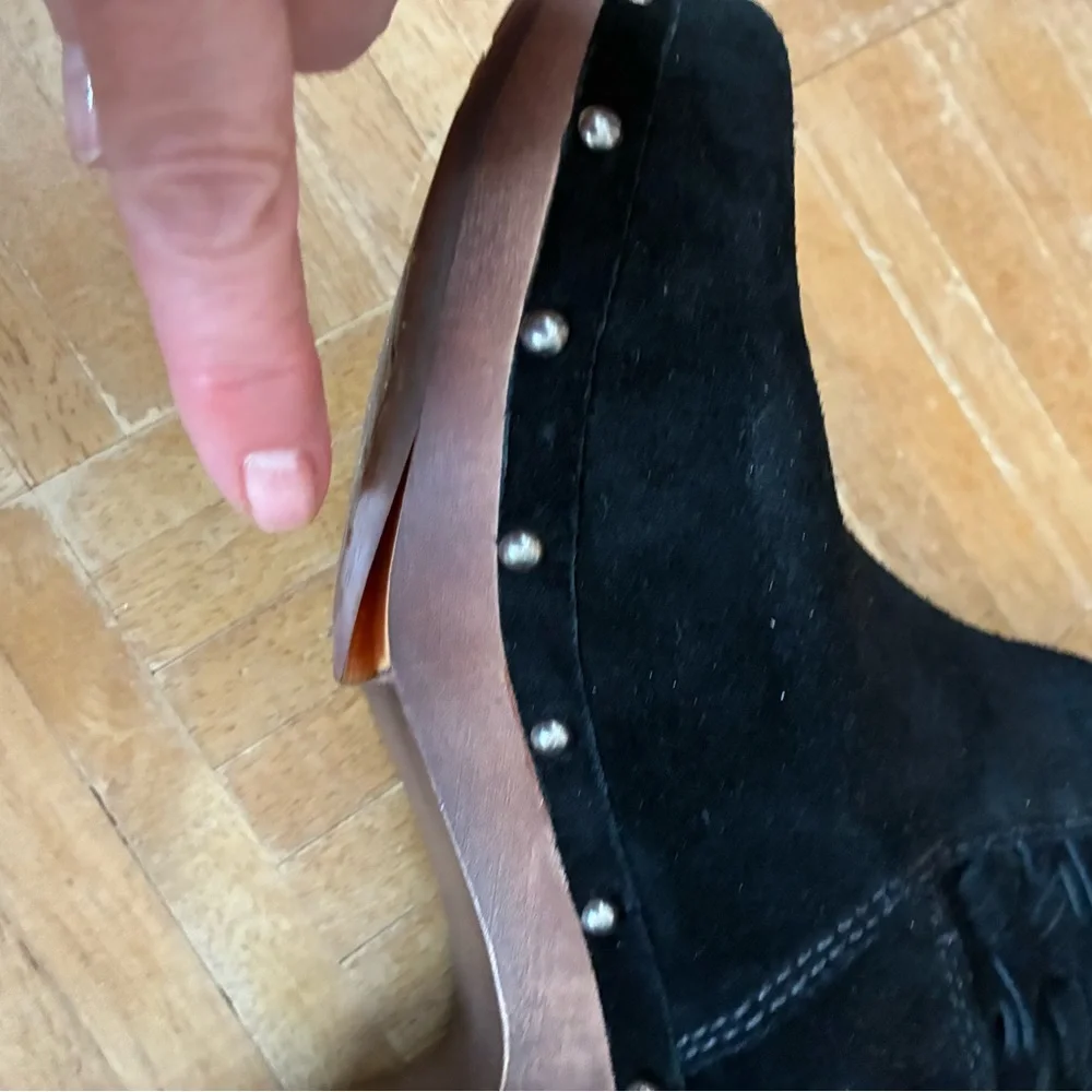 UGG Black Textured Heeled Boots - Picture 6 of 11